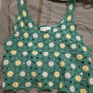 New Look Green Crochet Tank Top